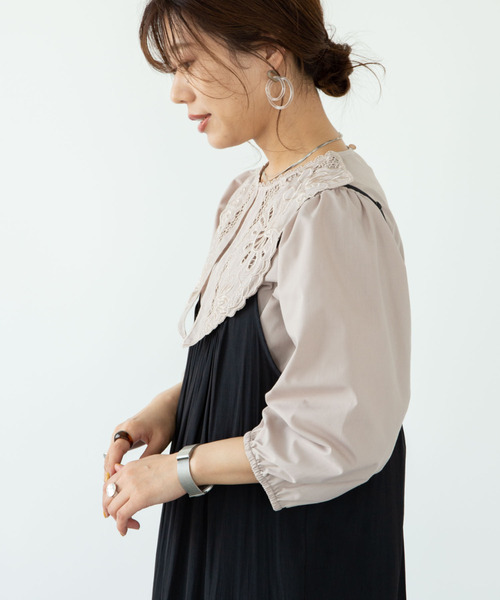 ELENCARE DUE(エレンカーレデュエ)の「・ELENCARE DUE 刺繍レースカラーブラウス*(シャツ/ブラウス・レディース・ブラック/オフホワイト/ピンクベージュ・FREE)」の5枚目の写真