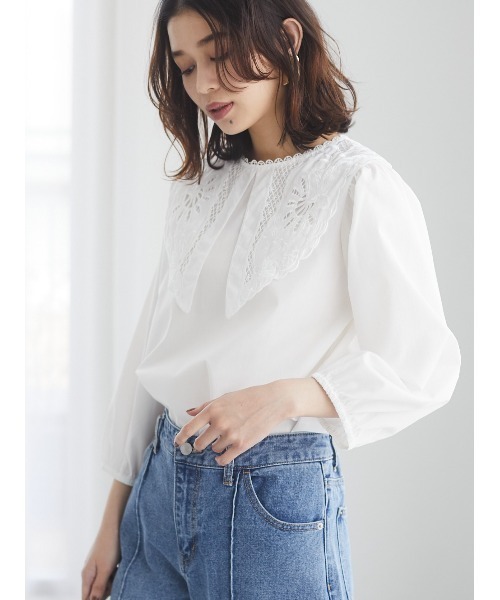 ELENCARE DUE(エレンカーレデュエ)の「・ELENCARE DUE 刺繍レースカラーブラウス*(シャツ/ブラウス・レディース・ブラック/オフホワイト/ピンクベージュ・FREE)」の10枚目の写真