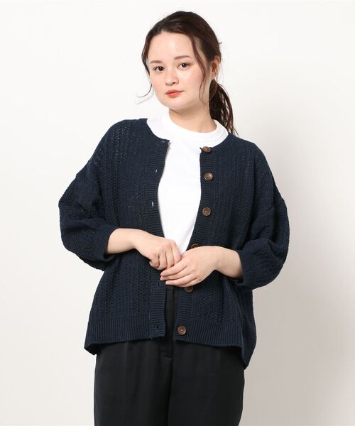 ehka sopo（エヘカソポ）の「バックレースアップクルーカーデ（カーディガン/ボレロ・レディース・モカ/ネイビー/オフホワイト・ﾌﾘ-）」の3枚目の写真