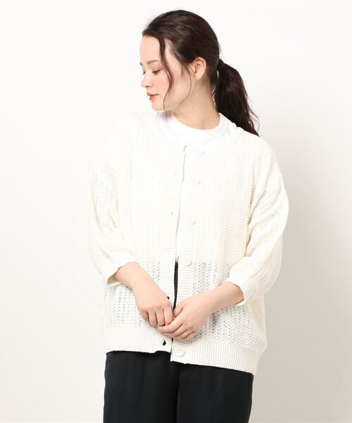 ehka sopo（エヘカソポ）の「バックレースアップクルーカーデ（カーディガン/ボレロ・レディース・モカ/ネイビー/オフホワイト・ﾌﾘ-）」の6枚目の写真