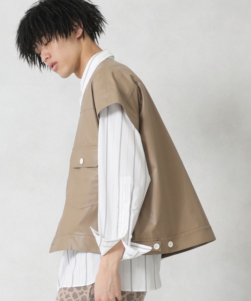 no.(ナンバー)の「【no.】2ND ECO-LEATHER VEST(ベスト・メンズ・ベージュ/ブラック・1)」の1枚目の写真