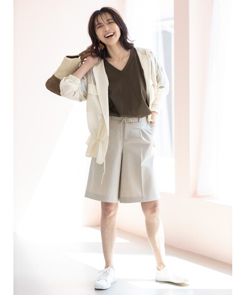 THE SHOP TK （ザ ショップ ティーケー ）の「◆【VERY6月号掲載】CARREMAN 美for ハーフパンツ（スーツパンツ・レディース・ベージュ/ベビーピンク・12/13/14）」の9枚目の写真