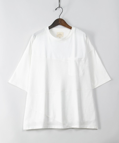 make a ray!(メイク ア レイ!)の「ビッグシルエット 切替えポケットTシャツ/ストレッチカット(Tシャツ/カットソー・メンズ・チャコールグレー/ライトグリーン/ホワイト・M/XL/L)」の2枚目の写真