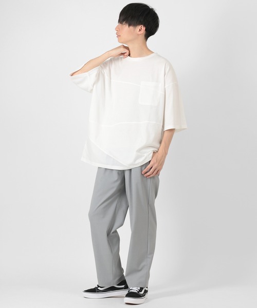 make a ray!(メイク ア レイ!)の「ビッグシルエット 切替えポケットTシャツ/ストレッチカット(Tシャツ/カットソー・メンズ・チャコールグレー/ライトグリーン/ホワイト・M/XL/L)」の10枚目の写真
