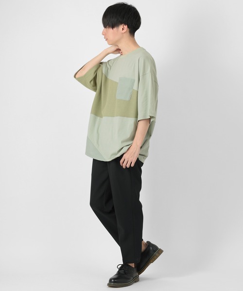 make a ray!(メイク ア レイ!)の「ビッグシルエット 切替えポケットTシャツ/ストレッチカット(Tシャツ/カットソー・メンズ・チャコールグレー/ライトグリーン/ホワイト・M/XL/L)」の12枚目の写真