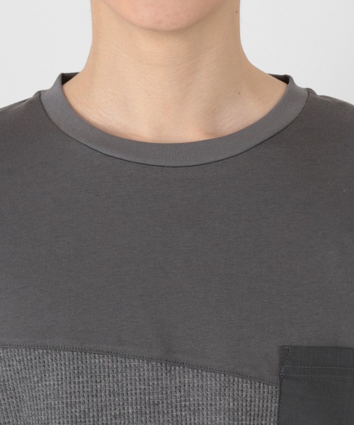 make a ray!(メイク ア レイ!)の「ビッグシルエット 切替えポケットTシャツ/ストレッチカット(Tシャツ/カットソー・メンズ・チャコールグレー/ライトグリーン/ホワイト・M/XL/L)」の6枚目の写真