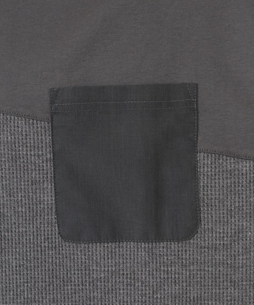 make a ray!(メイク ア レイ!)の「ビッグシルエット 切替えポケットTシャツ/ストレッチカット(Tシャツ/カットソー・メンズ・チャコールグレー/ライトグリーン/ホワイト・M/XL/L)」の7枚目の写真