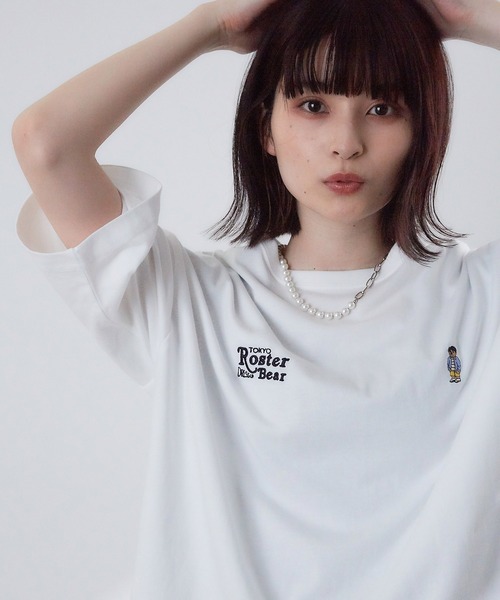 JUNRED（ジュンレッド）の「ROSTER BEARルーズW刺繍TEE（Tシャツ/カットソー・メンズ・ブラック/ホワイト/グリーン・M/L）」の2枚目の写真