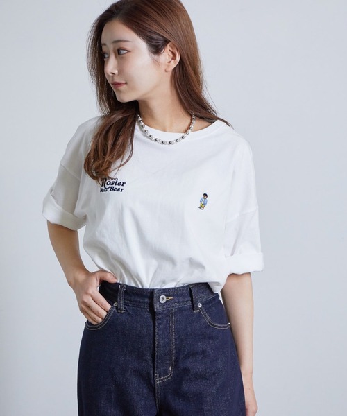JUNRED（ジュンレッド）の「ROSTER BEARルーズW刺繍TEE（Tシャツ/カットソー・メンズ・ブラック/ホワイト/グリーン・M/L）」の11枚目の写真