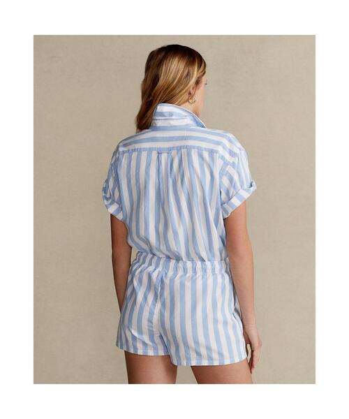 POLO RALPH LAUREN（ポロ ラルフ ローレン）の「（オンライン限定）ストライプド ショートスリーブ オックスフォード シャツ（シャツ/ブラウス・レディース・ブルー・S/M/L/XS/XXS）」の3枚目の写真