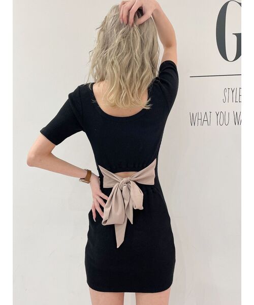 GYDA（ジェイダ）の「BACKリボンクルーネックワンピース（ワンピース・レディース・ブラック/その他2/アイボリー・FREE）」の21枚目の写真