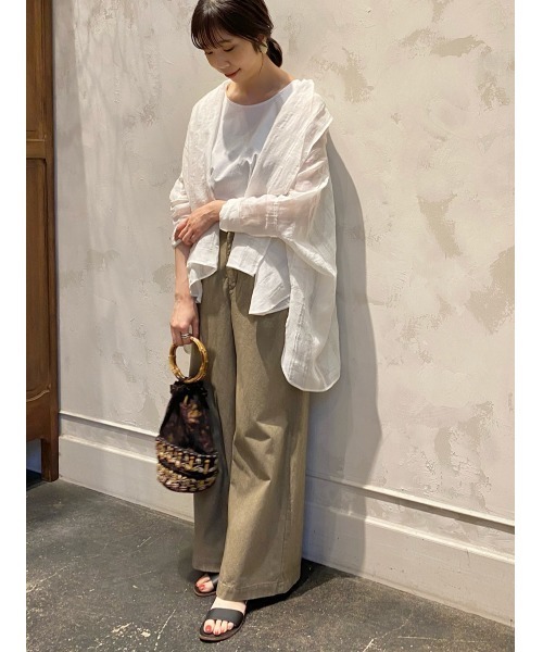 BEARDSLEY（ビアズリー）の「シャドーチェックストールハオリ（シャツ/ブラウス・レディース・ホワイト/ブラック・FREE）」の4枚目の写真