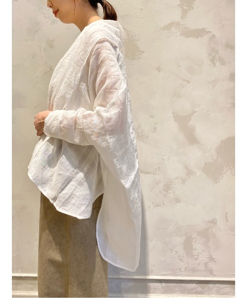 BEARDSLEY（ビアズリー）の「シャドーチェックストールハオリ（シャツ/ブラウス・レディース・ホワイト/ブラック・FREE）」の5枚目の写真