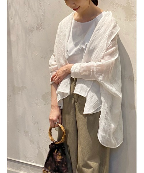 BEARDSLEY（ビアズリー）の「シャドーチェックストールハオリ（シャツ/ブラウス・レディース・ホワイト/ブラック・FREE）」の6枚目の写真