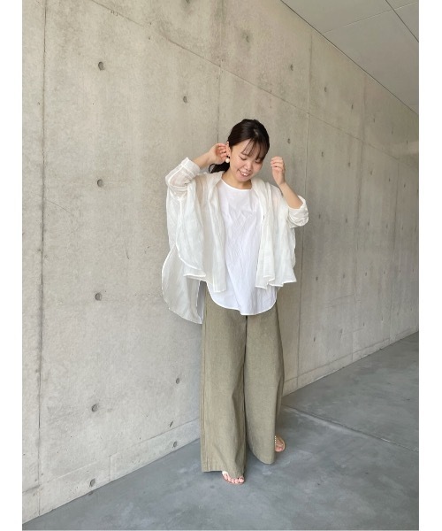 BEARDSLEY（ビアズリー）の「シャドーチェックストールハオリ（シャツ/ブラウス・レディース・ホワイト/ブラック・FREE）」の13枚目の写真