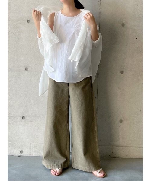 BEARDSLEY（ビアズリー）の「シャドーチェックストールハオリ（シャツ/ブラウス・レディース・ホワイト/ブラック・FREE）」の8枚目の写真