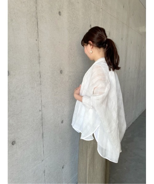 BEARDSLEY（ビアズリー）の「シャドーチェックストールハオリ（シャツ/ブラウス・レディース・ホワイト/ブラック・FREE）」の10枚目の写真