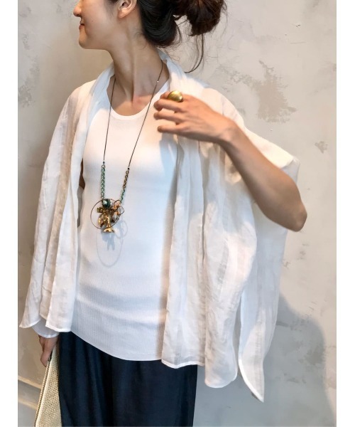 BEARDSLEY（ビアズリー）の「シャドーチェックストールハオリ（シャツ/ブラウス・レディース・ホワイト/ブラック・FREE）」の14枚目の写真