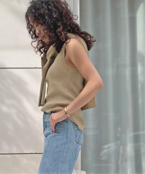 Deuxieme Classe　リネン　ノースリーブニット　プルオーバー セール】EVERYDAY I LIKE. RIB ノースリーブ プルオーバー
