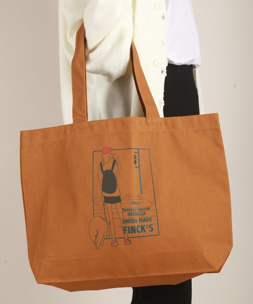WESTSEA(ウエストシー)の「FINCK'S×WESTSEA ヘヴィーキャンパス プリント トートバッグ(大)(トートバッグ・メンズ・キャメル/ナチュラル/ブラック・FREE)」の3枚目の写真