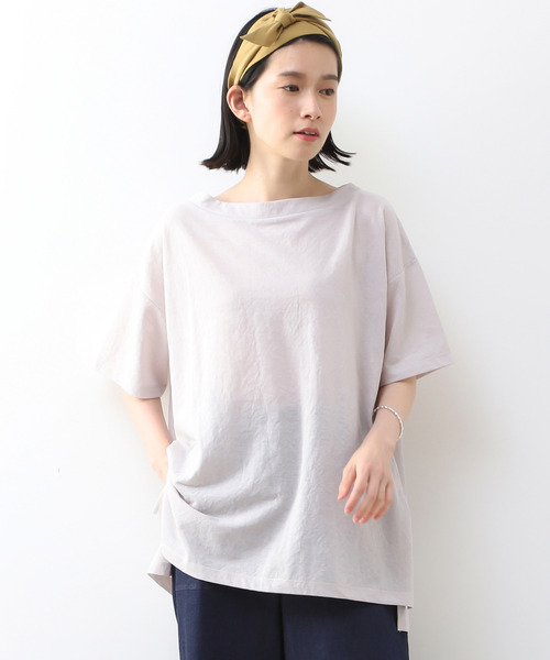 レコメンドセール サラッとした繊細なブラウス見えボートネックサイドスリットプルオーバー インしてきれいめアウトでラフな大人スタイルカットソー Tシャツ カットソー Melrose Claire メルローズ クレール のファッション 保証付き Vokkvd Vlg Ru