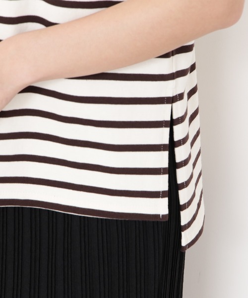 N.(N. Natural Beauty Basic)(エヌエヌナチュラルビューティーベーシック)の「◆スリットボーダーTシャツ(Tシャツ/カットソー・レディース・ブラック系その他/ブラウン系その他/ブルー系その他・MEDIUM)」の13枚目の写真