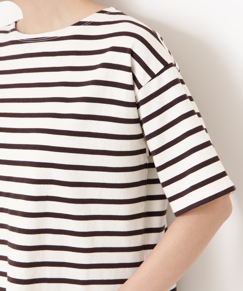 N.(N. Natural Beauty Basic)(エヌエヌナチュラルビューティーベーシック)の「◆スリットボーダーTシャツ(Tシャツ/カットソー・レディース・ブラック系その他/ブラウン系その他/ブルー系その他・MEDIUM)」の12枚目の写真