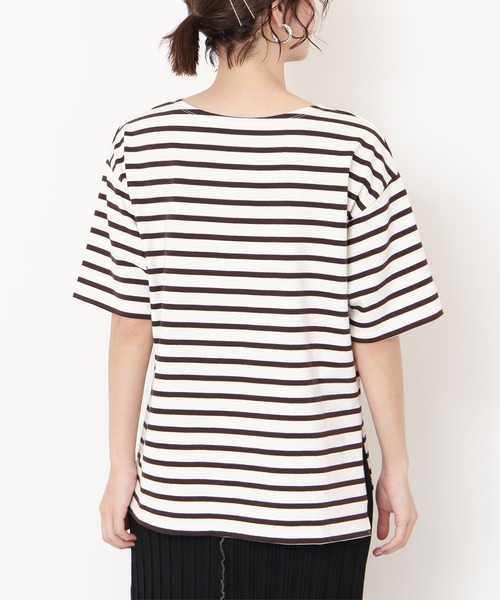 N.(N. Natural Beauty Basic)(エヌエヌナチュラルビューティーベーシック)の「◆スリットボーダーTシャツ(Tシャツ/カットソー・レディース・ブラック系その他/ブラウン系その他/ブルー系その他・MEDIUM)」の11枚目の写真