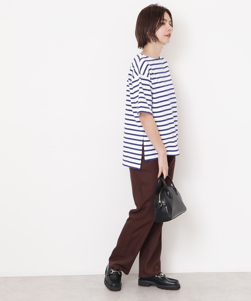N.(N. Natural Beauty Basic)(エヌエヌナチュラルビューティーベーシック)の「◆スリットボーダーTシャツ(Tシャツ/カットソー・レディース・ブラック系その他/ブラウン系その他/ブルー系その他・MEDIUM)」の8枚目の写真