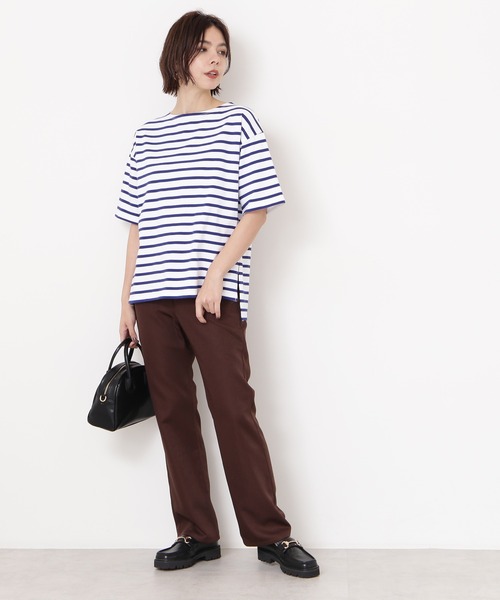N.(N. Natural Beauty Basic)(エヌエヌナチュラルビューティーベーシック)の「◆スリットボーダーTシャツ(Tシャツ/カットソー・レディース・ブラック系その他/ブラウン系その他/ブルー系その他・MEDIUM)」の9枚目の写真