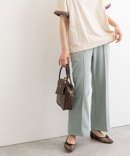 POU DOU DOU（プードゥドゥ）の「ジョーゼットセンタープレスパンツ（その他パンツ・レディース・ライトブルー/ブラック/オレンジ/ライトベージュ・3）」の4枚目の写真