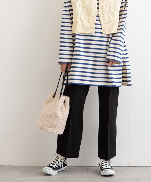 POU DOU DOU（プードゥドゥ）の「ジョーゼットセンタープレスパンツ（その他パンツ・レディース・ライトブルー/ブラック/オレンジ/ライトベージュ・3）」の2枚目の写真