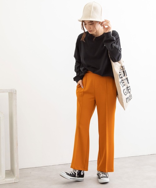 POU DOU DOU（プードゥドゥ）の「ジョーゼットセンタープレスパンツ（その他パンツ・レディース・ライトブルー/ブラック/オレンジ/ライトベージュ・3）」の9枚目の写真