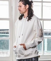 mpa2663-Sleeve Pocket Back Brushed Over size Pull Parka パーカー