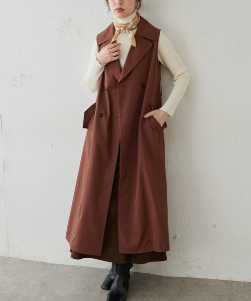 natural couture（ナチュラルクチュール）の「トレンチベスト（トレンチコート・レディース・ブラウン/ベージュ・FREE）」の2枚目の写真