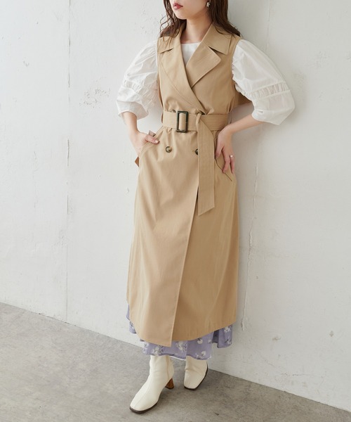 natural couture（ナチュラルクチュール）の「トレンチベスト（トレンチコート・レディース・ブラウン/ベージュ・FREE）」の17枚目の写真