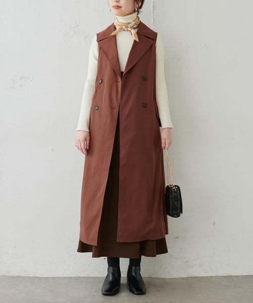 natural couture（ナチュラルクチュール）の「トレンチベスト（トレンチコート・レディース・ブラウン/ベージュ・FREE）」の14枚目の写真
