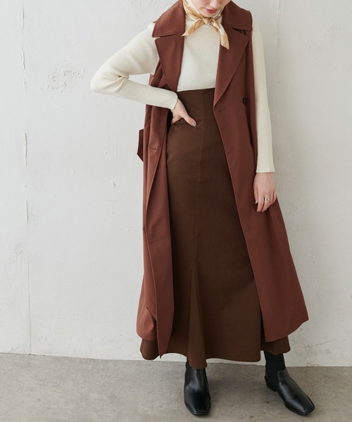 natural couture（ナチュラルクチュール）の「トレンチベスト（トレンチコート・レディース・ブラウン/ベージュ・FREE）」の8枚目の写真