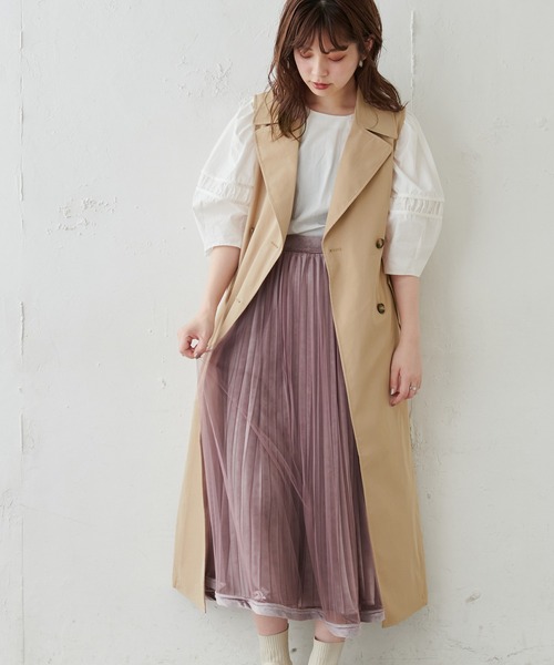natural couture（ナチュラルクチュール）の「トレンチベスト（トレンチコート・レディース・ブラウン/ベージュ・FREE）」の6枚目の写真