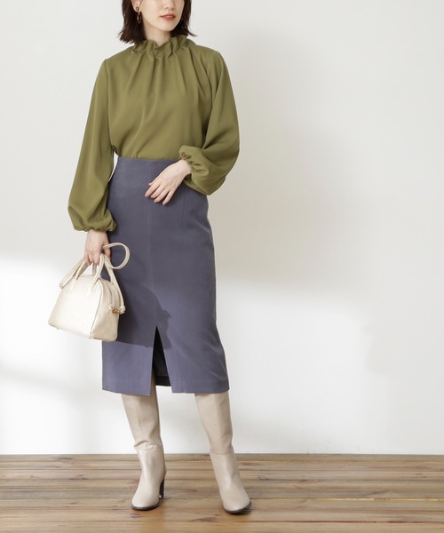 N.(N. Natural Beauty Basic)(エヌエヌナチュラルビューティーベーシック)の「【S Size Line】◆ピーチタイトスカート(スカート・レディース・グレー/ブラウン/パープル・SMALL/MEDIUM)」の1枚目の写真