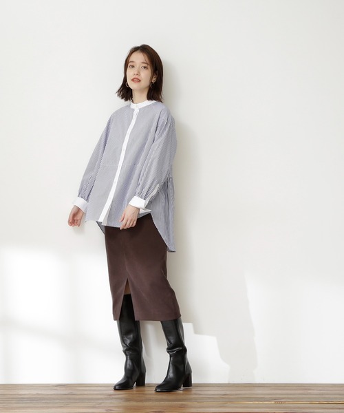 N.(N. Natural Beauty Basic)(エヌエヌナチュラルビューティーベーシック)の「【S Size Line】◆ピーチタイトスカート(スカート・レディース・グレー/ブラウン/パープル・SMALL/MEDIUM)」の4枚目の写真