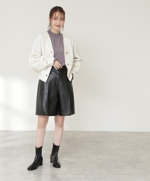 N.(N. Natural Beauty Basic)(エヌエヌナチュラルビューティーベーシック)の「◆片畦ラムウールニットカーディガン(カーディガン/ボレロ・レディース・チャコールグレー/ベージュ/オフホワイト/イエロー・MEDIUM)」の20枚目の写真