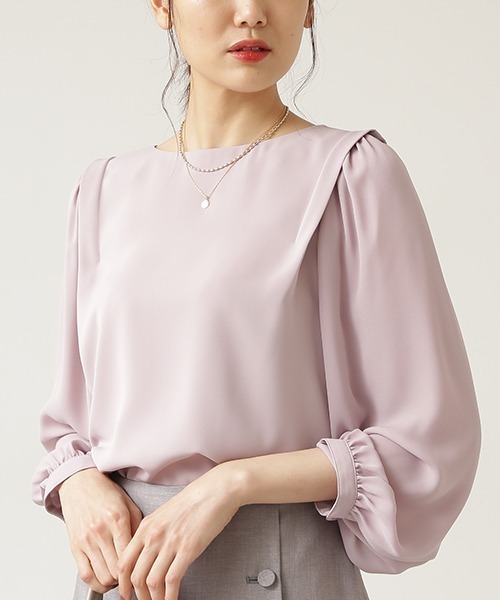 NATURAL BEAUTY BASIC（ナチュラルビューティーベーシック）の「ジョーゼットスリーブブラウス/0171210904（シャツ/ブラウス・レディース・ネイビー/ピンク/オフホワイト・MEDIUM/SMALL/LARGE）」の3枚目の写真