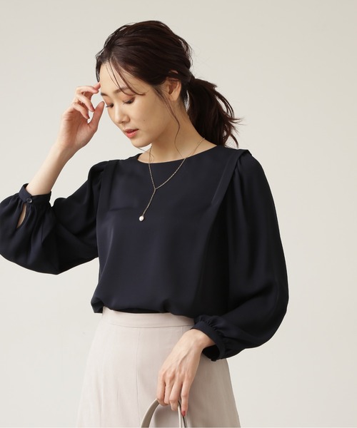 NATURAL BEAUTY BASIC（ナチュラルビューティーベーシック）の「ジョーゼットスリーブブラウス/0171210904（シャツ/ブラウス・レディース・ネイビー/ピンク/オフホワイト・MEDIUM/SMALL/LARGE）」の19枚目の写真