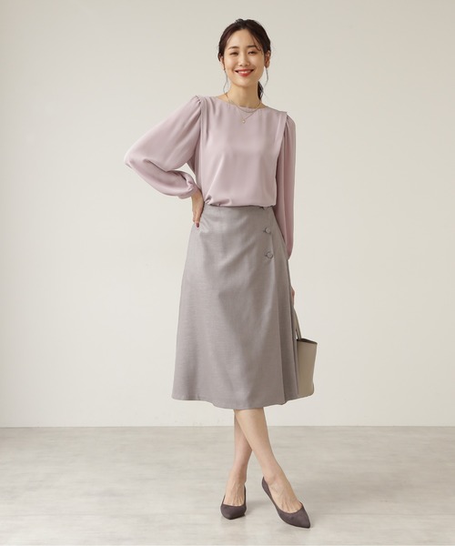 NATURAL BEAUTY BASIC（ナチュラルビューティーベーシック）の「ジョーゼットスリーブブラウス/0171210904（シャツ/ブラウス・レディース・ネイビー/ピンク/オフホワイト・MEDIUM/SMALL/LARGE）」の5枚目の写真