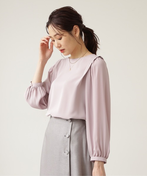 NATURAL BEAUTY BASIC（ナチュラルビューティーベーシック）の「ジョーゼットスリーブブラウス/0171210904（シャツ/ブラウス・レディース・ネイビー/ピンク/オフホワイト・MEDIUM/SMALL/LARGE）」の17枚目の写真