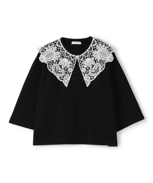 TOMORROWLAND （トゥモローランド）の「コットンジャージー レースカラープルオーバー（Tシャツ/カットソー・レディース・ホワイト/ブラック/ブラック系その他・S）」の9枚目の写真