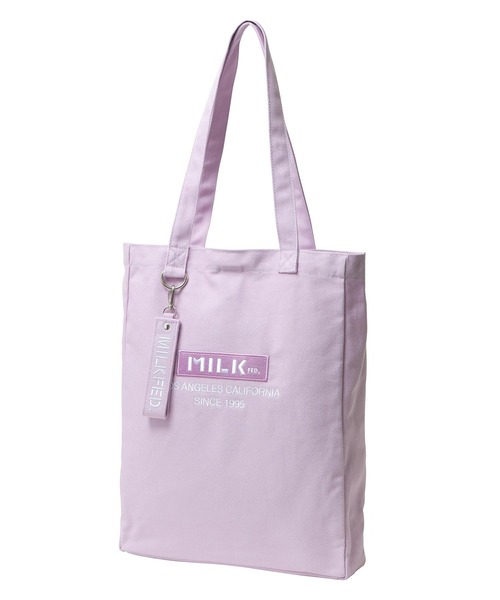 MILKFED.(ミルクフェド)の「BAR AND UNDERLOGO SQUARE TOTE BAG/キャンバス トートバッグ(トートバッグ・レディース・ホワイト/ブラック/ベージュ/パープル/レッド/ピンク/A・ONE SIZE)」の4枚目の写真
