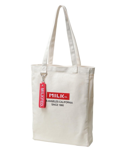 MILKFED.(ミルクフェド)の「BAR AND UNDERLOGO SQUARE TOTE BAG/キャンバス トートバッグ(トートバッグ・レディース・ホワイト/ブラック/ベージュ/パープル/レッド/ピンク/A・ONE SIZE)」の19枚目の写真