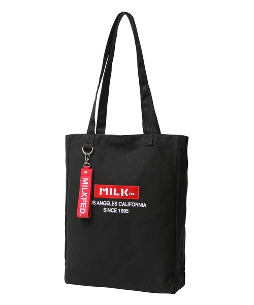 MILKFED.(ミルクフェド)の「BAR AND UNDERLOGO SQUARE TOTE BAG/キャンバス トートバッグ(トートバッグ・レディース・ホワイト/ブラック/ベージュ/パープル/レッド/ピンク/A・ONE SIZE)」の16枚目の写真